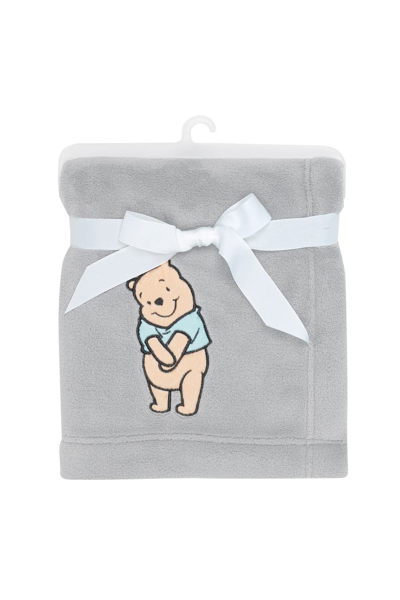 Disney Baby Winnie the Pooh Hugs Soft Fleece Baby Blanket, Alternate, color, Gray