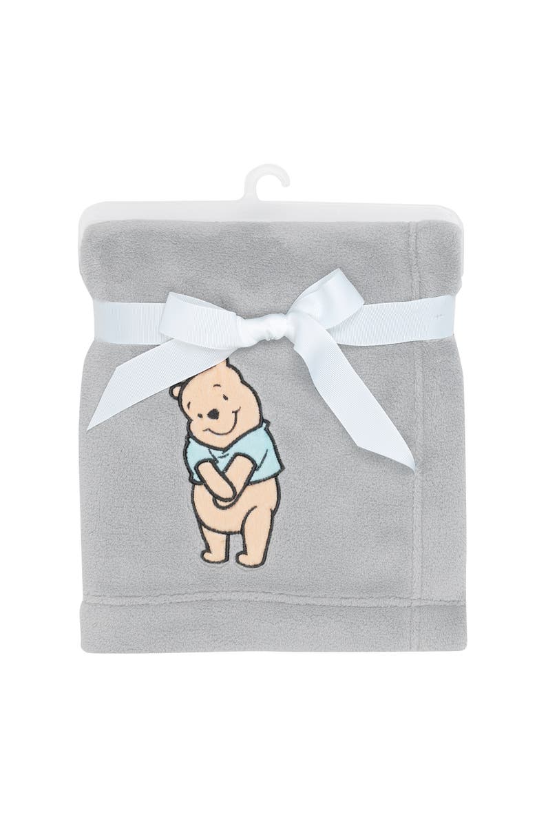 Lambs & Ivy Disney Baby Winnie the Pooh Hugs Soft Fleece Baby Blanket, Alternate, color, Gray