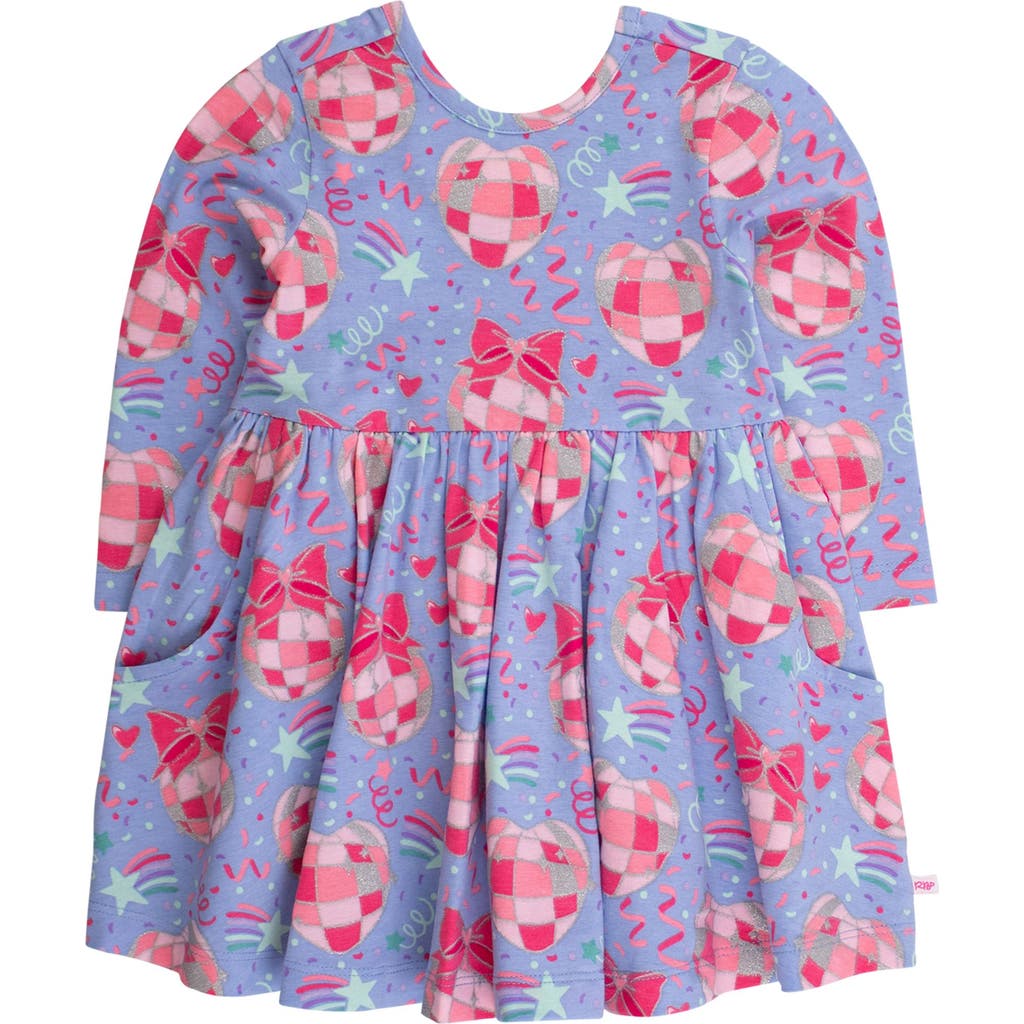 Rufflebutts Knit Long Sleeve Twirl Dress In Blue