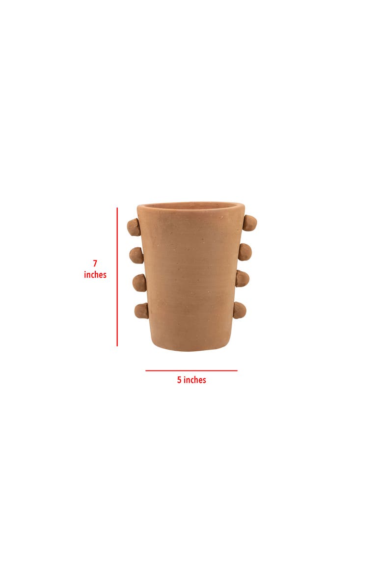 Natural Terracotta Beaded Decorative Vase, Alternate, color, Red