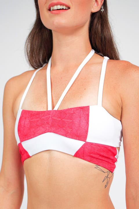 Massi Bikini Top With Color-Blocked Tile Pattern