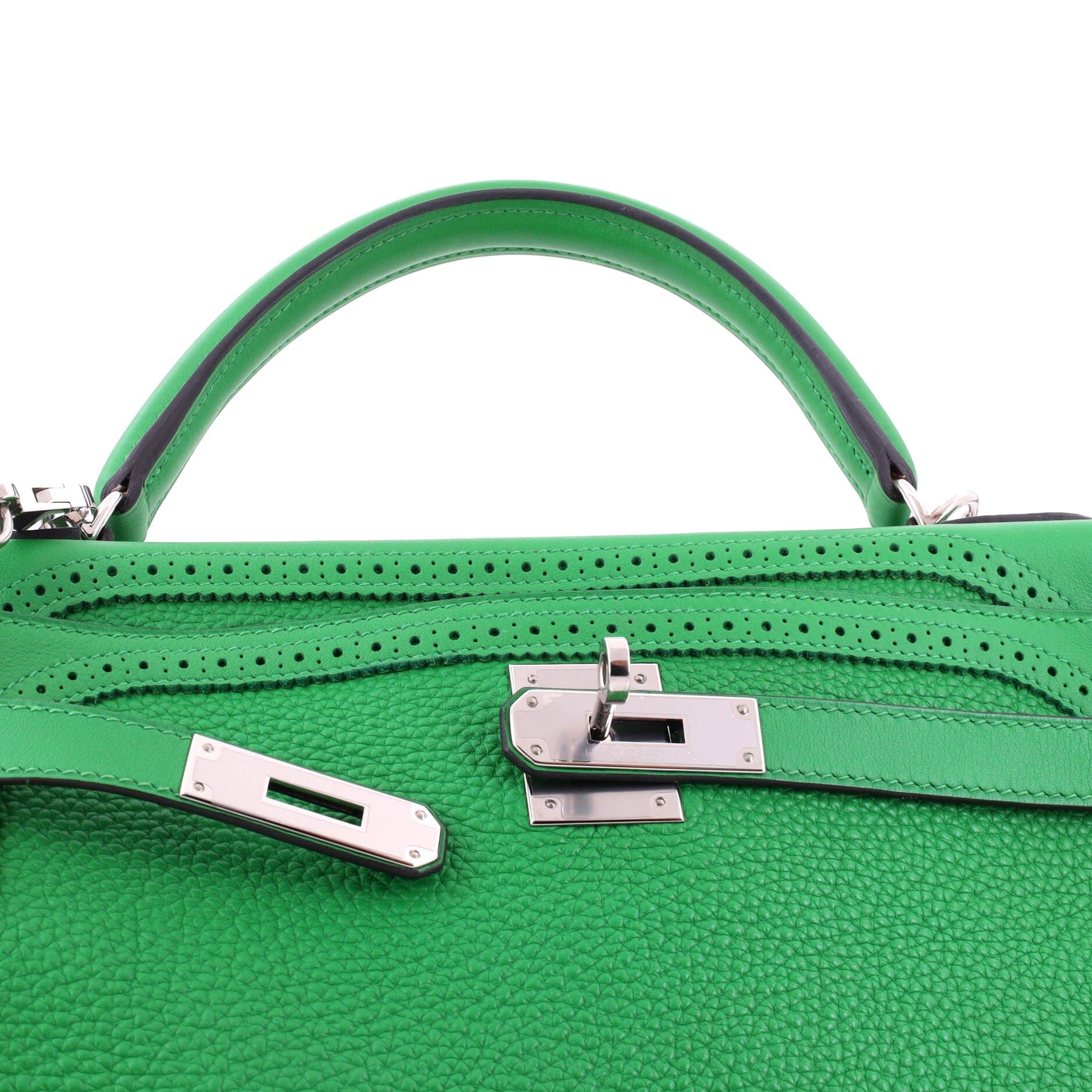 Kelly Ghillies Handbag Green Togo and Swift with Palladium Hardware 32, Alternate, color, Green
