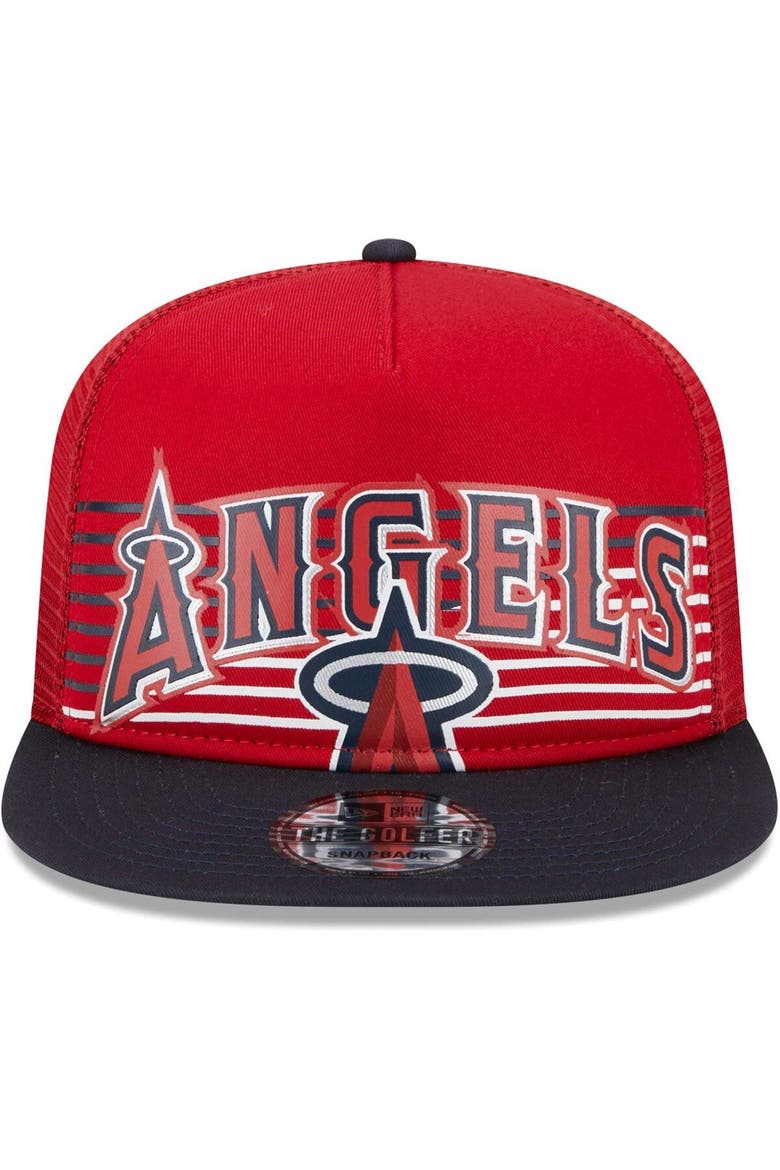 Men's New Era Red Los Angeles Angels Speed Golfer Trucker Snapback Hat, Alternate, color, Red