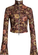 Siedrés Jun Stretch Velvet Devoré Crop Zip Jacket
