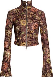 Siedrés Jun Stretch Velvet Devoré Crop Zip Jacket