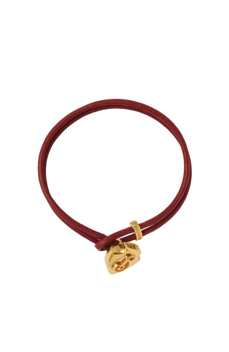 Burberry Leather B Shield Bracelet, Main, color, Gold/Rust