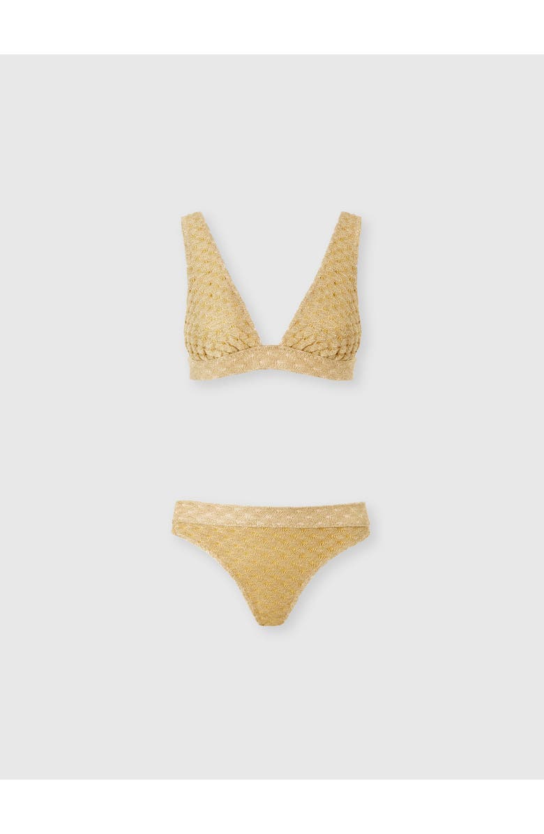 Missoni Bralette Bikini In Lamé Viscose With Raschel Workmanship, Main, color, Gold