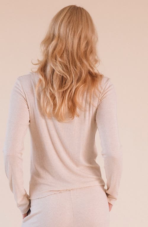 Poplinen Norma Modal Ribbed Turtleneck In Heather Almond