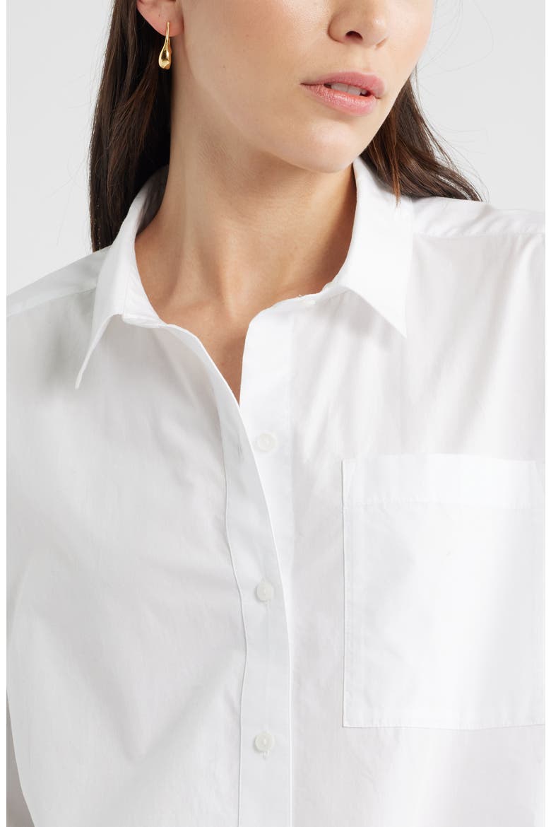 Long Sleeve Drop Hem Button-Up Shirt, Alternate, color, WHITE