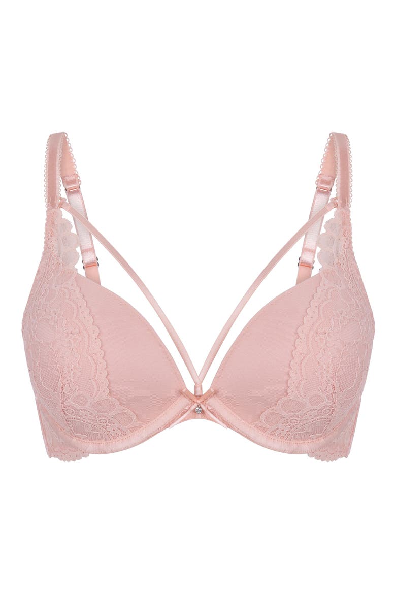 Isadora Lace Underwire Push Up Bra, Alternate, color, BLOSSOM
