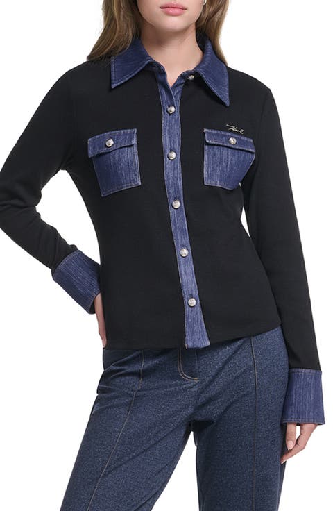 Denim Accent Knit Shirt