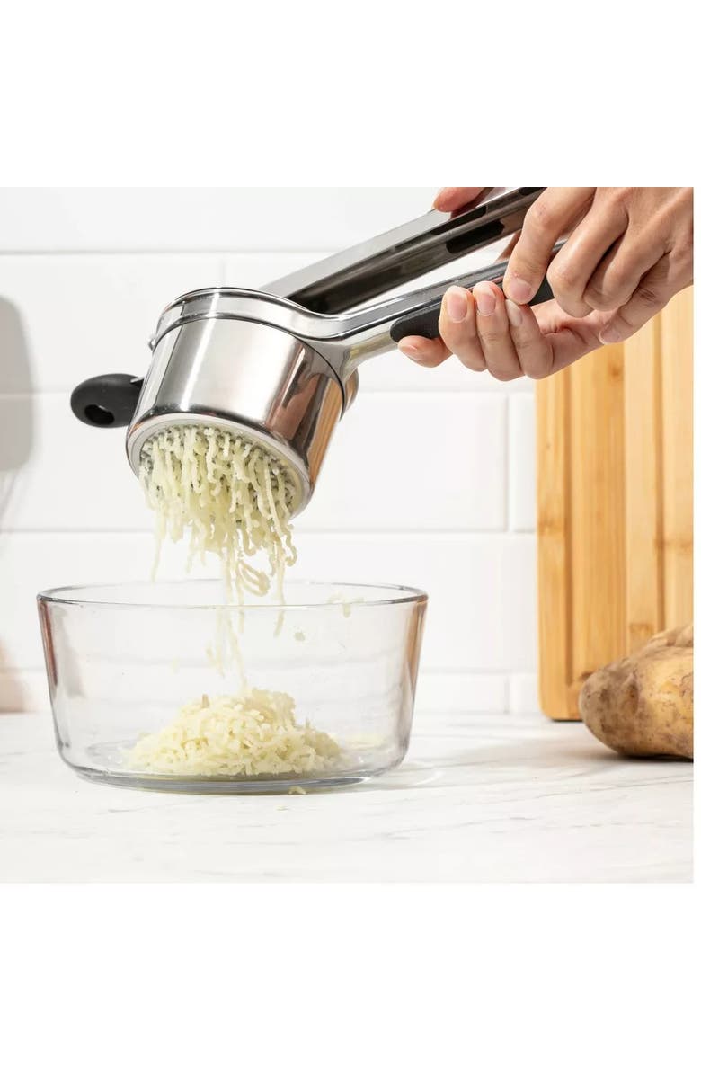 Luminuxe Stainless Steel Potato Ricer 15 Ounce Heavy Duty Masher Nonslip Handle, Alternate, color, Silver