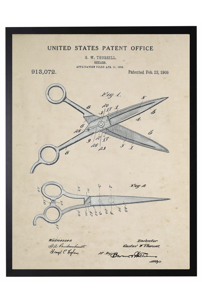 Barbers Shears Patent in Black Frame, Main, color, No Color