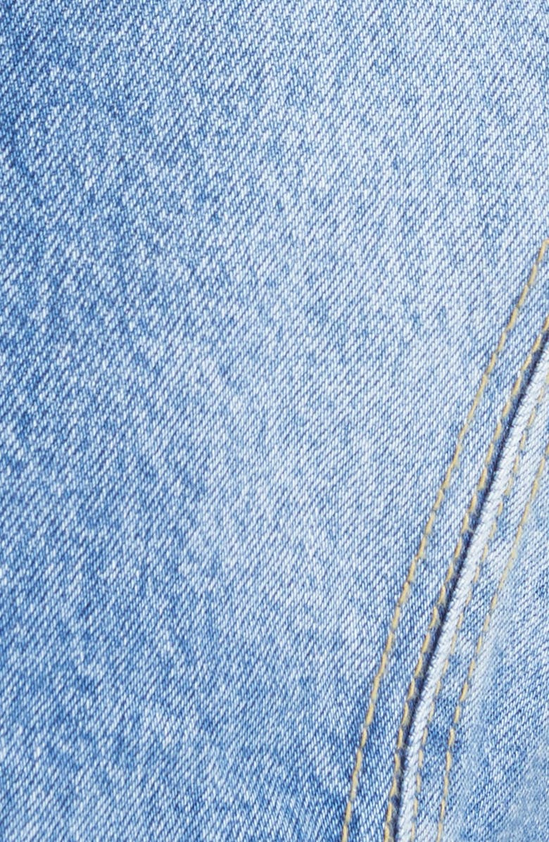 Area Distressed Crystal Detail Crop Denim Blazer, Alternate, color, 