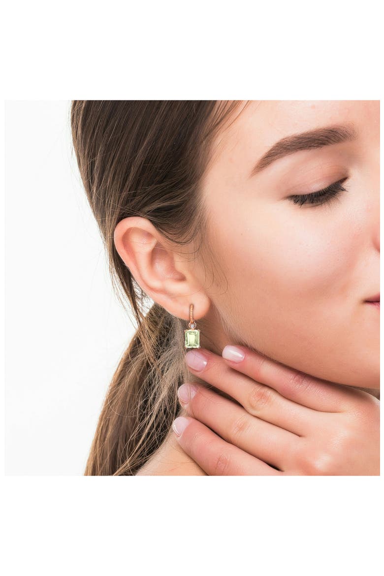 Octagon Cut Gemstone Drop Earrings, Alternate, color, GREEN