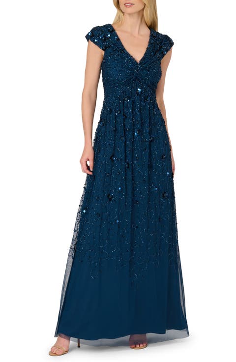 Beaded Empire Waist Ball Gown