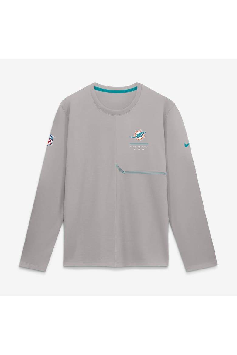 Men's Nike  Gray Miami Dolphins Sideline Coaches UV Dri-FIT Long Sleeve Shirt, Main, color, Gray
