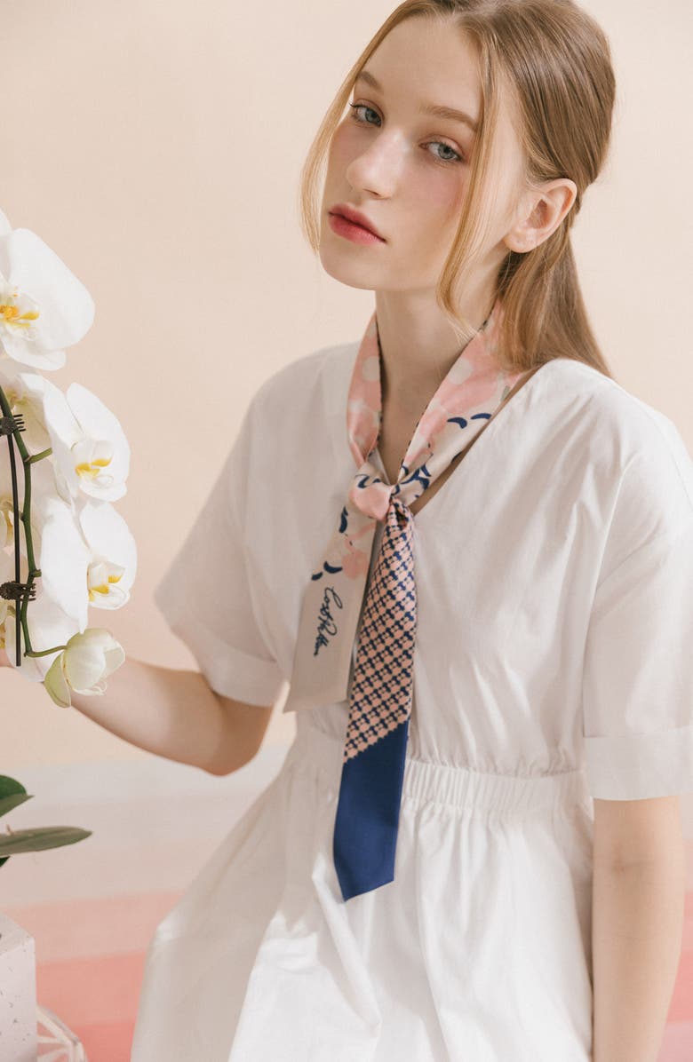 Lost Pattern Floral Houndstooth Skinny Silk Scarf, Alternate, color, 