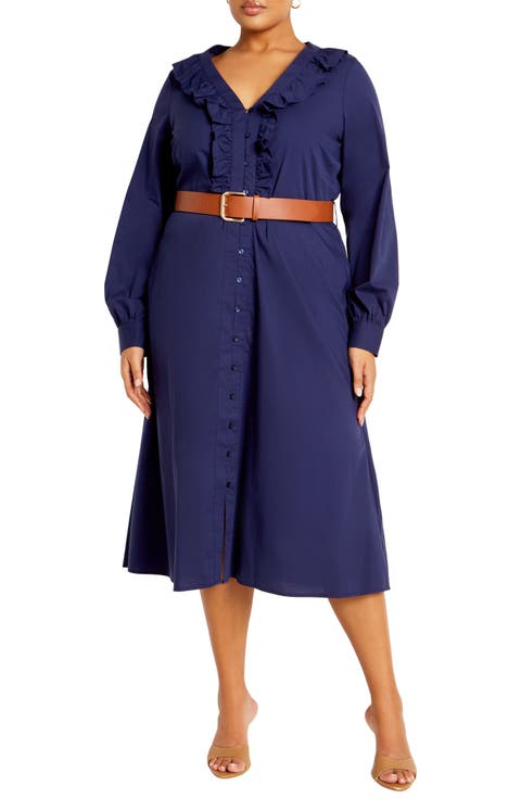 Emi Belted Midi Dress (Plus)