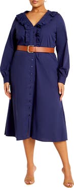 City Chic Emi Belted Midi Dress