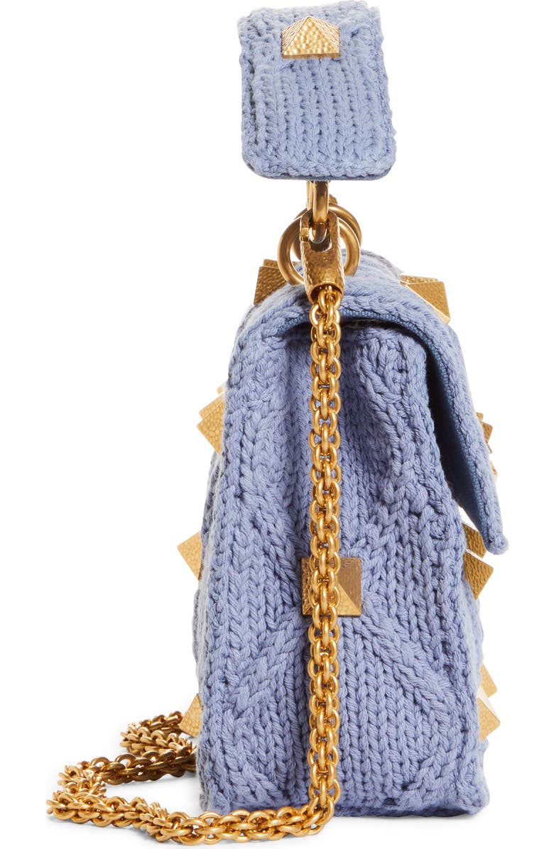 Valentino Garavani Roman Stud Knit Cotton Shoulder Bag, Alternate, color,