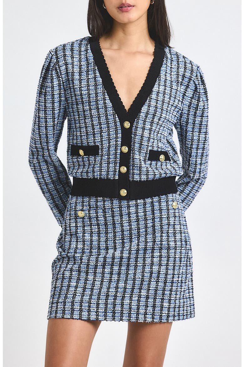 Alira Stretch Tweed Aline Miniskirt, Main, color, BLUE MULTI