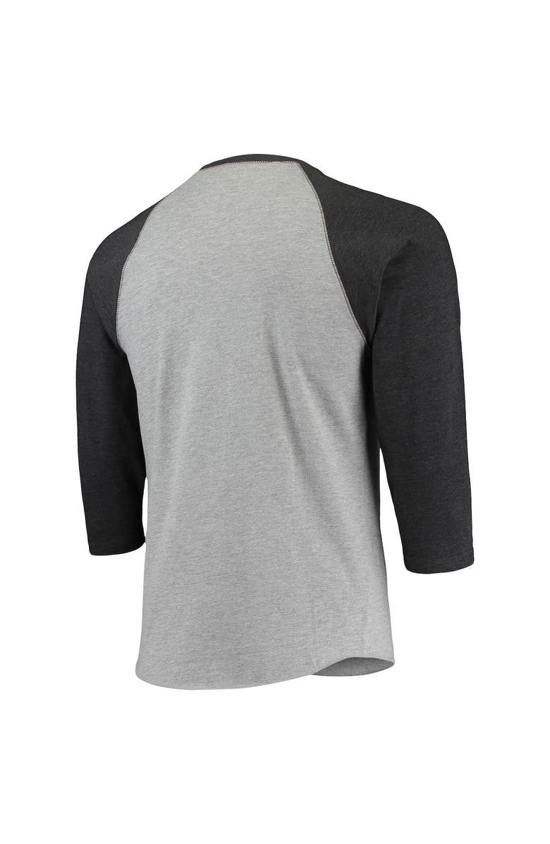 STITCHES Men's Stitches Heathered Gray/Black Birmingham Black Barons Negro League Wordmark Raglan 3/4-Sleeve T-Shirt, Alternate, color, Heather Gray