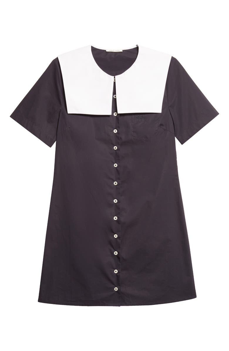 Sandy Liang Rila Cotton Poplin Shirtdress, Alternate, color, Navy