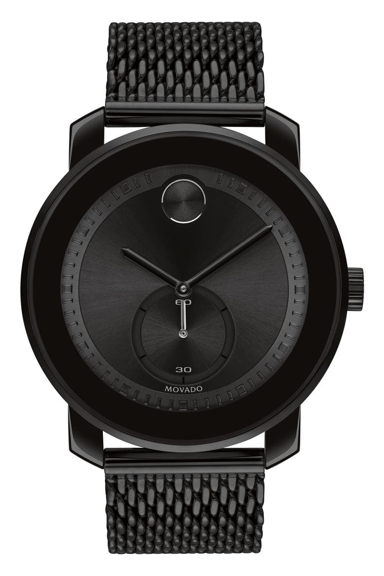 Bold Sport Mesh Strap Watch, 44.5mm, Main, color, BLACK
