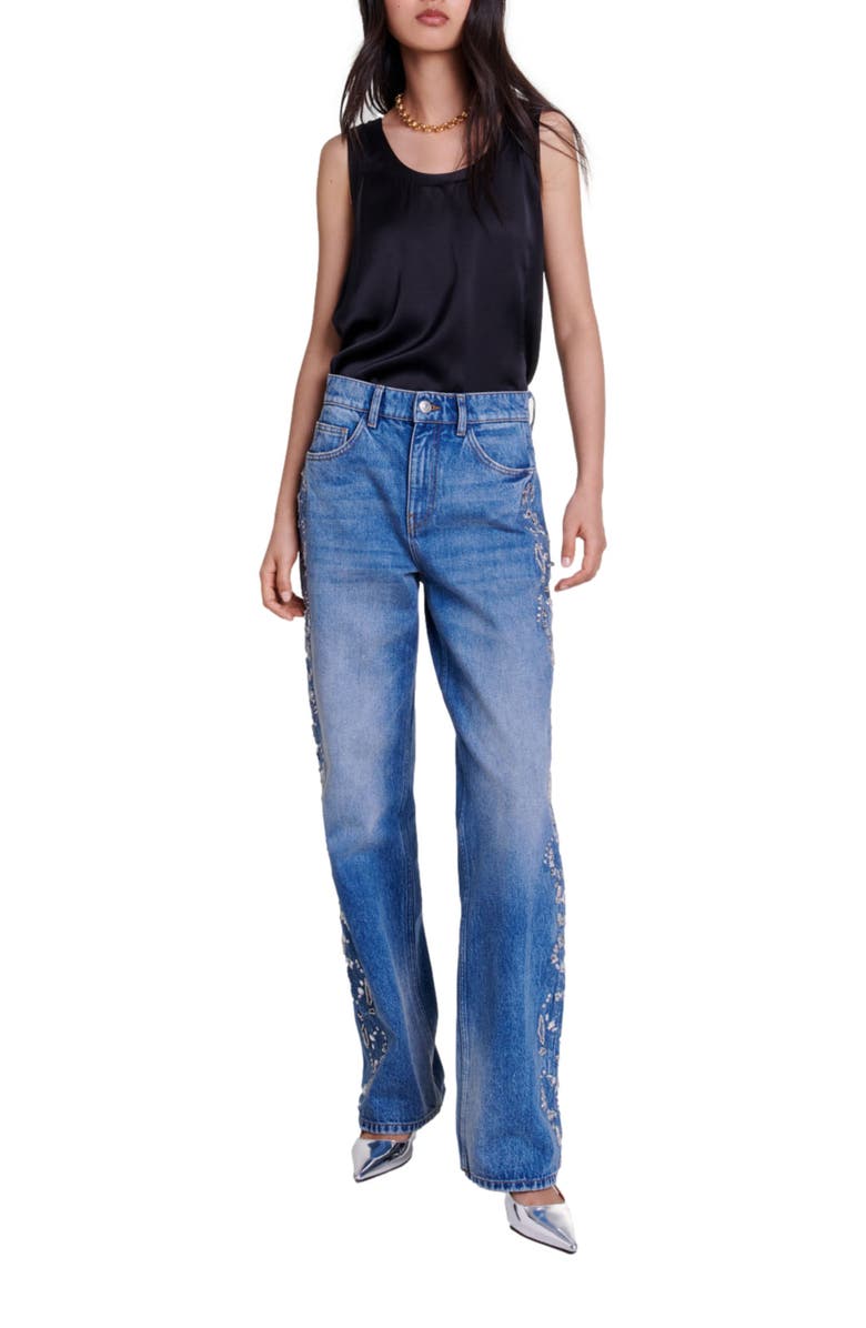 maje Silk tank top, Alternate, color, Black