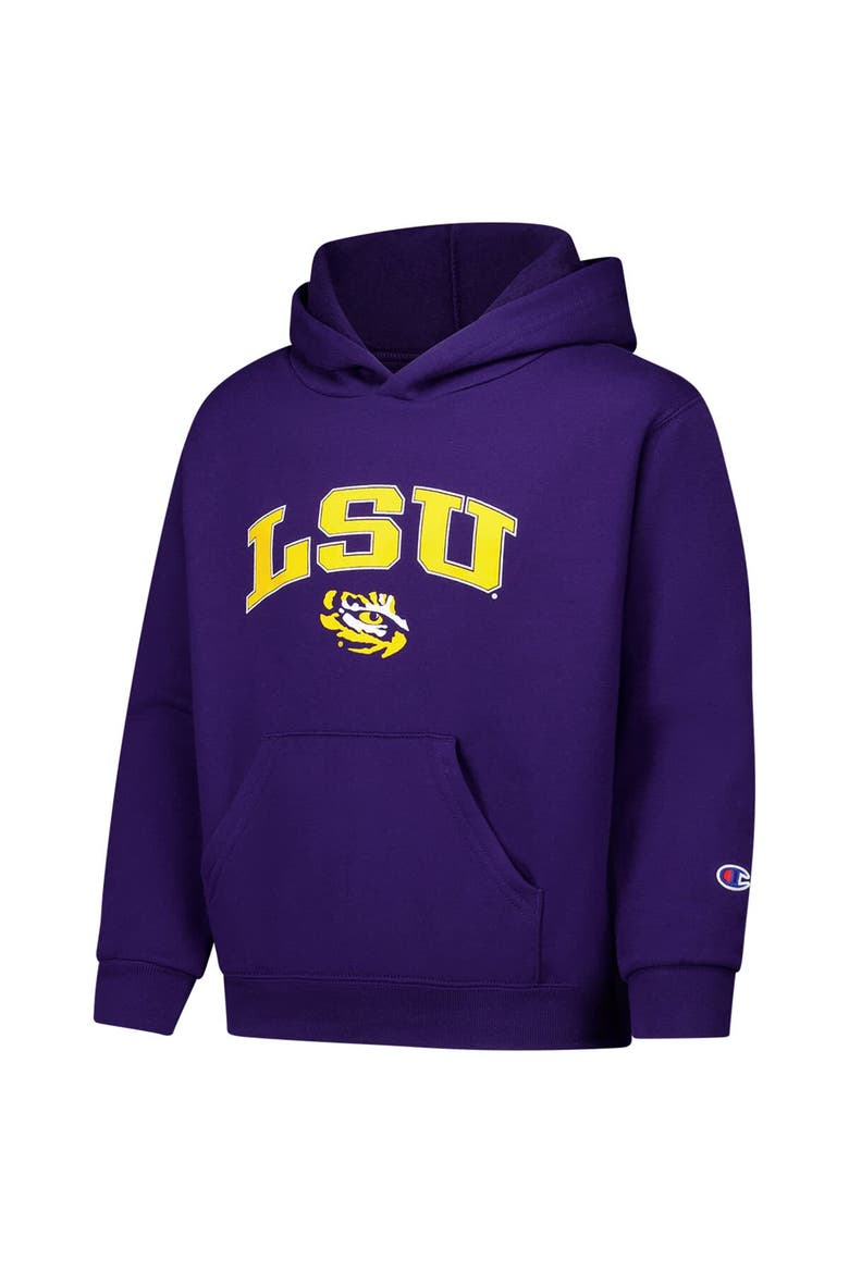 Youth Champion Purple LSU Tigers Campus Pullover Hoodie, Alternate, color, Purple