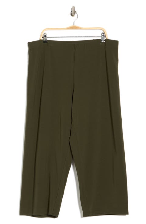 Straight Leg Cropped Pants (Plus)