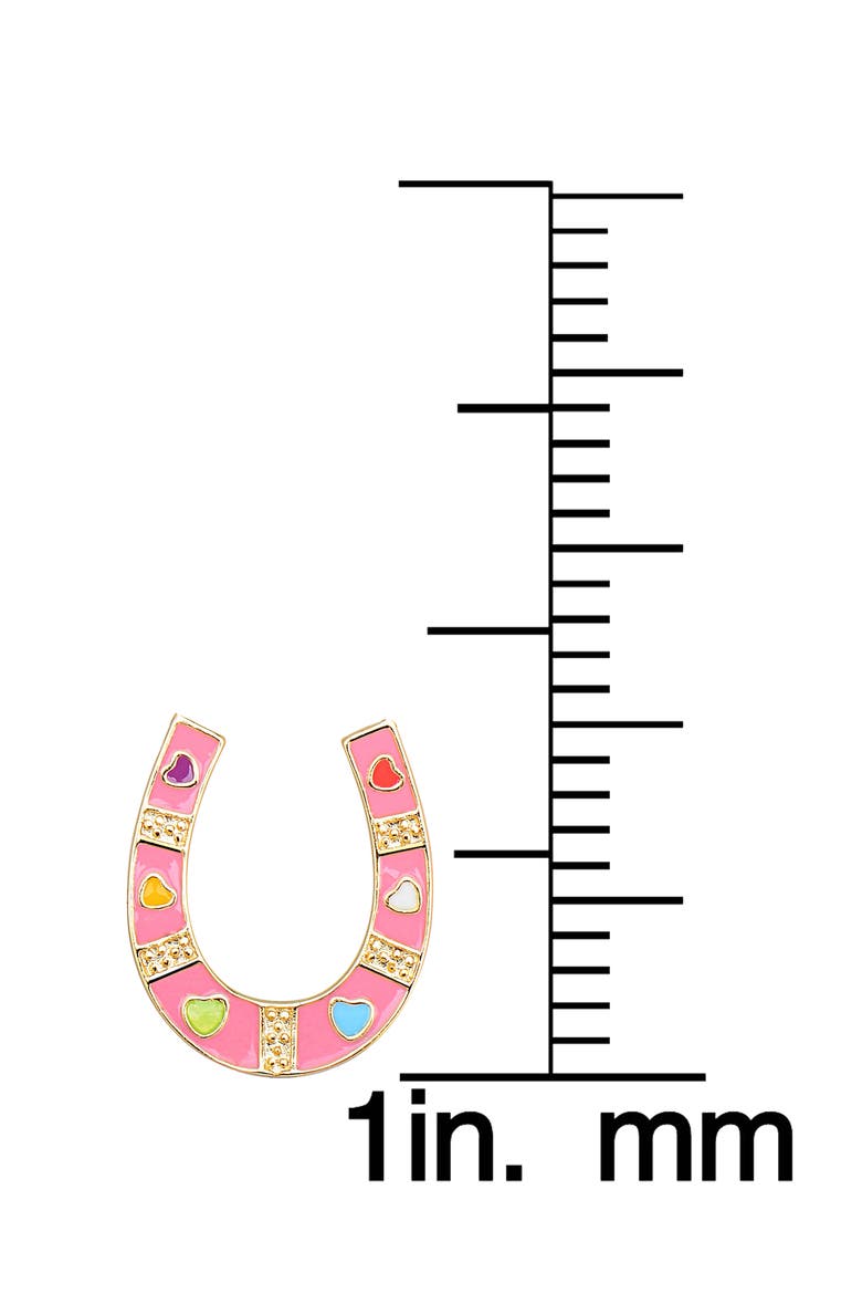 Kids' Horseshoe Stud Earrings, Alternate, color, PINK