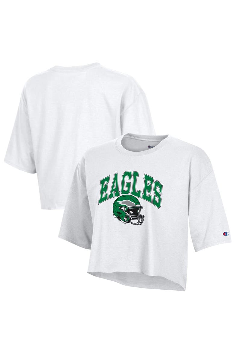 Women's Champion  White Philadelphia Eagles Boyfriend Cropped T-Shirt, Main, color, White