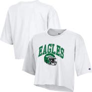 Champion Women's Champion White Philadelphia Eagles Boyfriend Cropped T-Shirt
