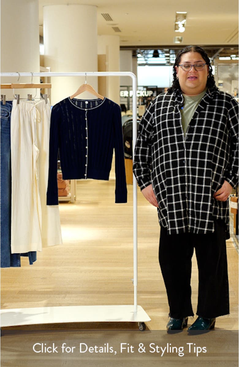 Contrast Stripe Rib Petit Cardigan, sales video thumbnail