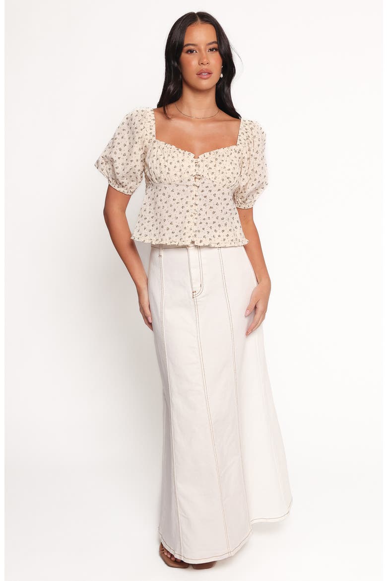 Maud Floral Puff Sleeve Button Front Top, Alternate, color, CREAM BROWN FLORAL