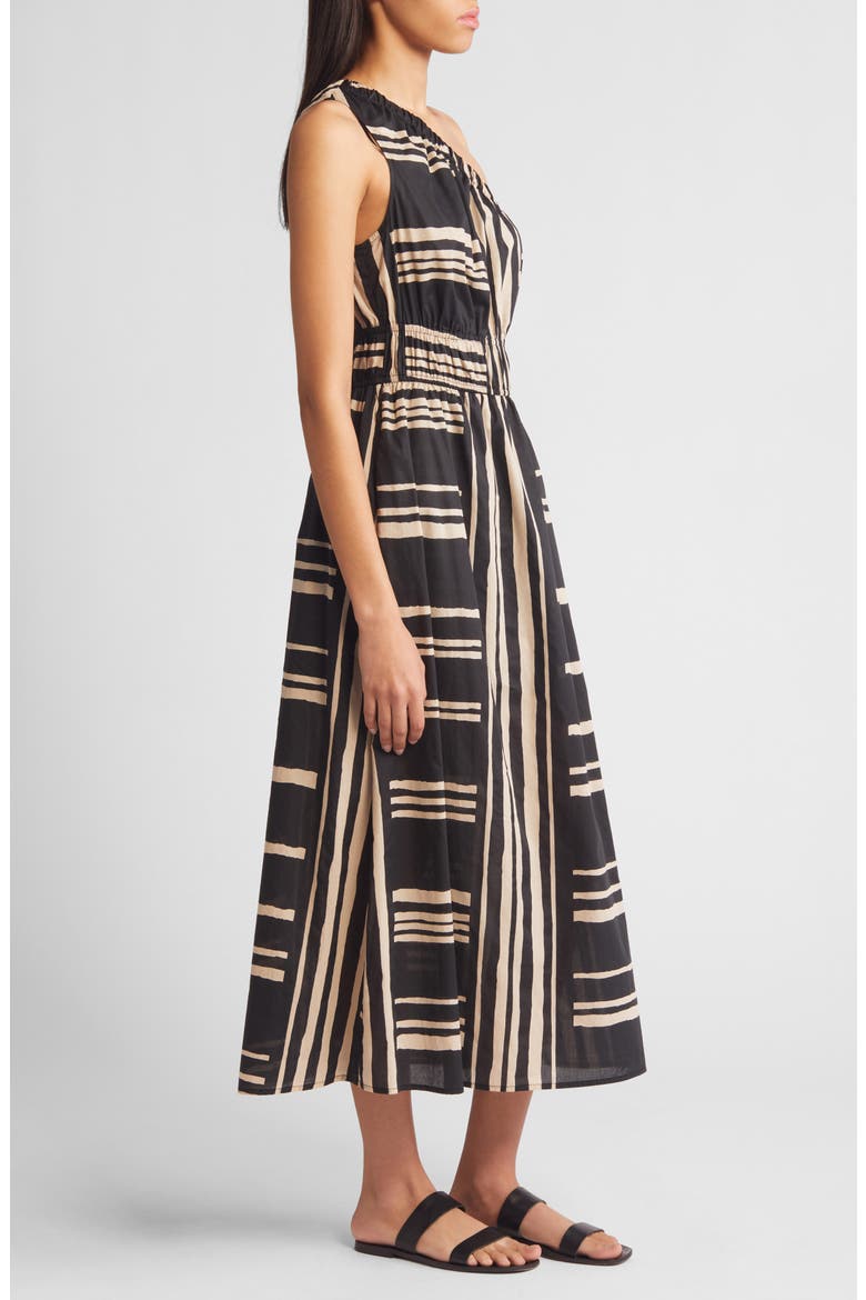 Selani Stripe One-Shoulder Cotton Midi Dress, Alternate, color, ISLAND STRIPE