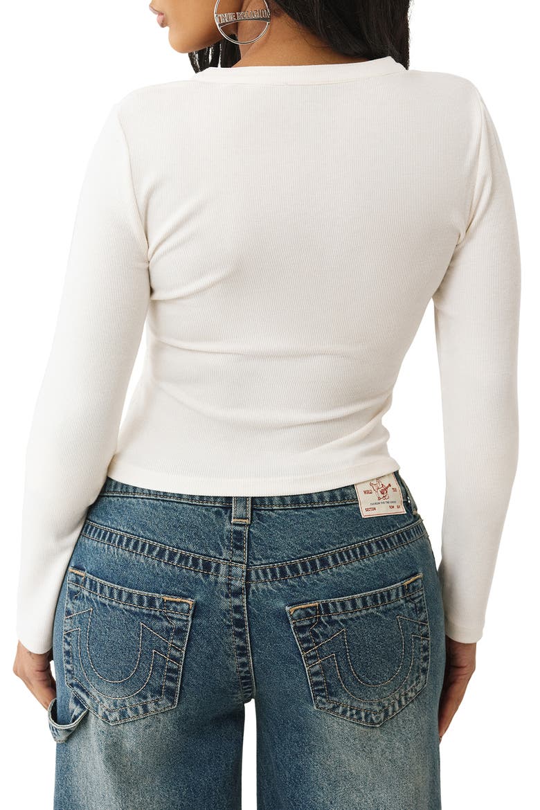 Logo Ribbed Long Sleeve Henley, Alternate, color, WINTER WHITE