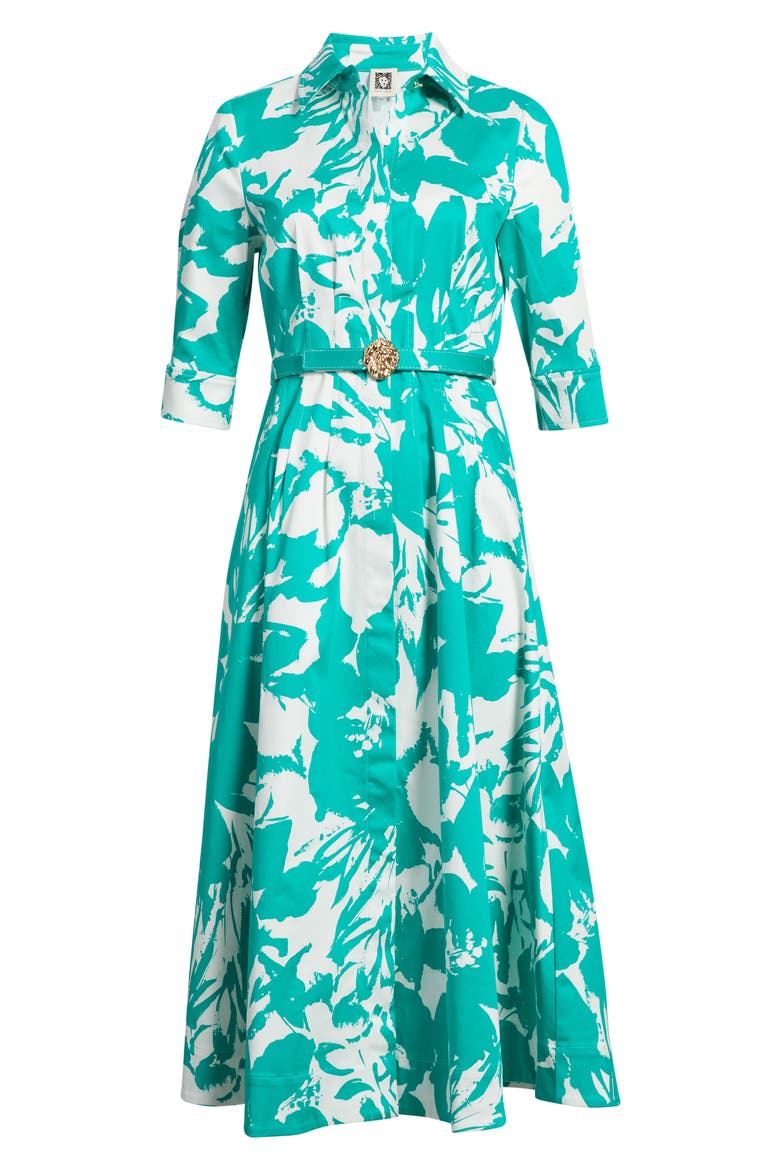 Floral Print Midi Dress, Alternate, color, BERYL GREEN/ CRISPT WHITE