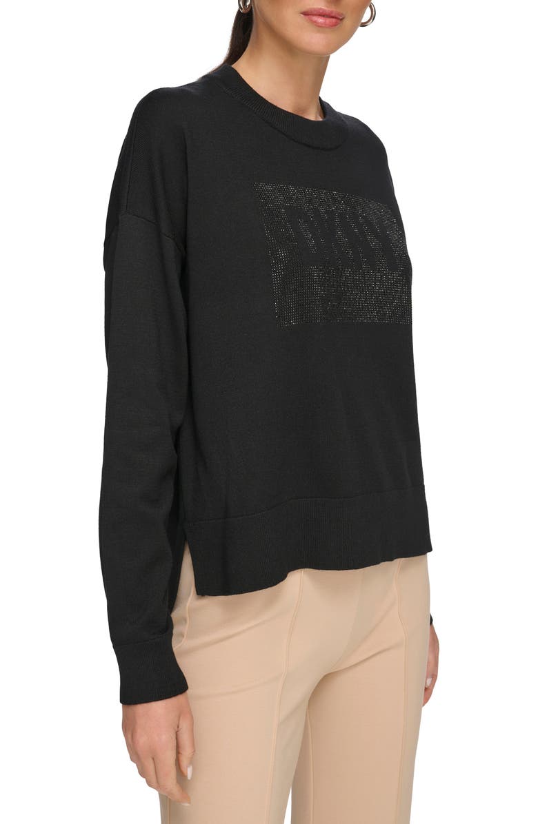 DKNY Embellished Logo Crewneck Sweater, Alternate, color, 