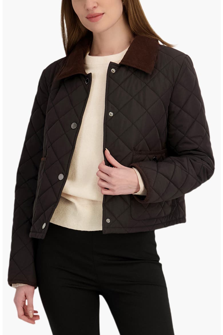 Haly Corduroy Collar Quilted Jacket, Alternate, color, BLACK