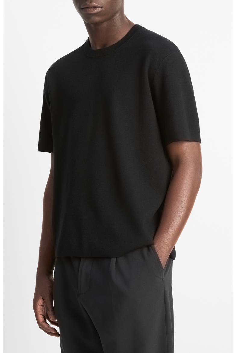 Milano Short Sleeve Crewneck Sweater, Alternate, color, BLACK