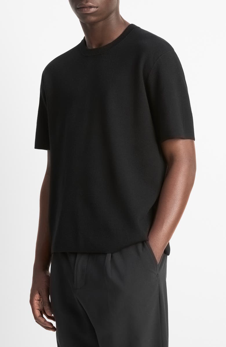 Vince Milano Short Sleeve Crewneck Sweater, Alternate, color, Black