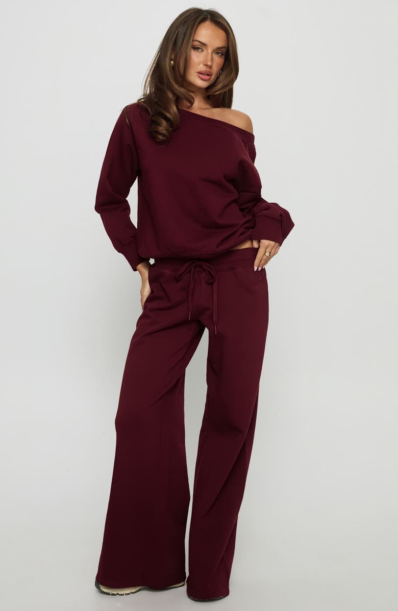 Princess Polly Dodie Wide Leg Sweatpants, Alternate, color, Washed Currant