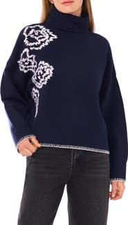Parker Floral Embroidered Turtleneck Sweater