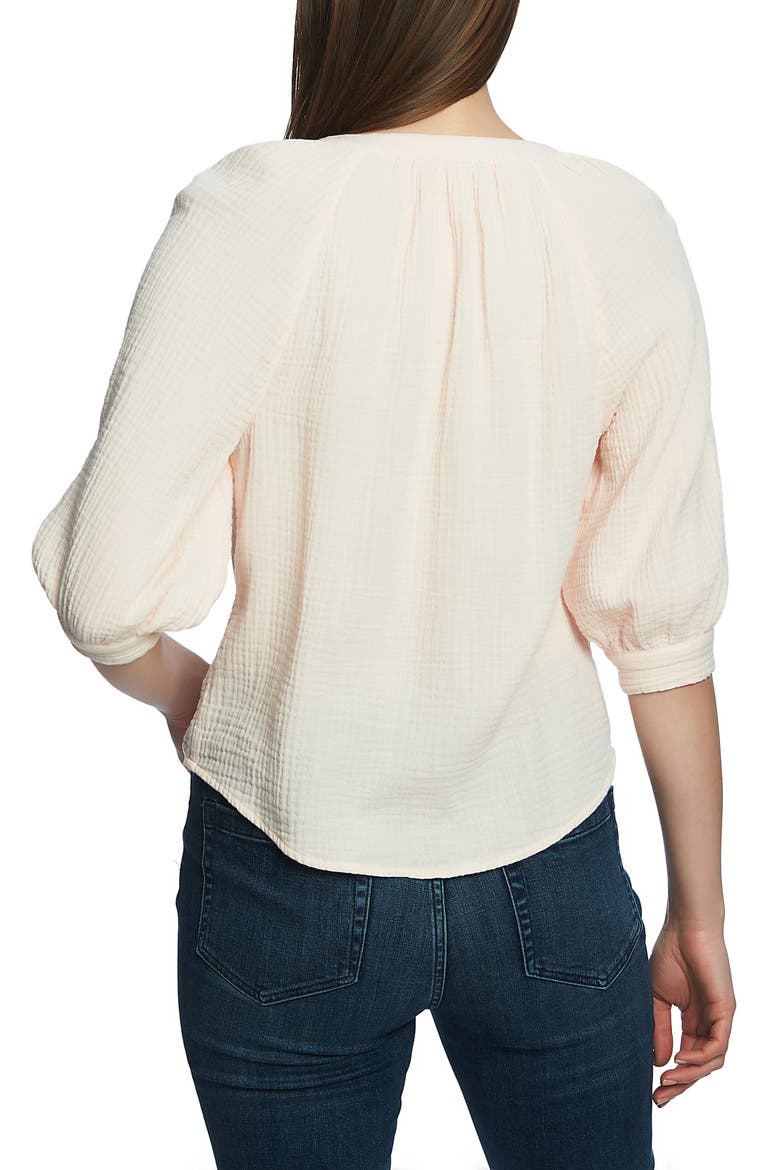 Button Up Cotton Gauze Blouse, Alternate, color, PINK BLUSH