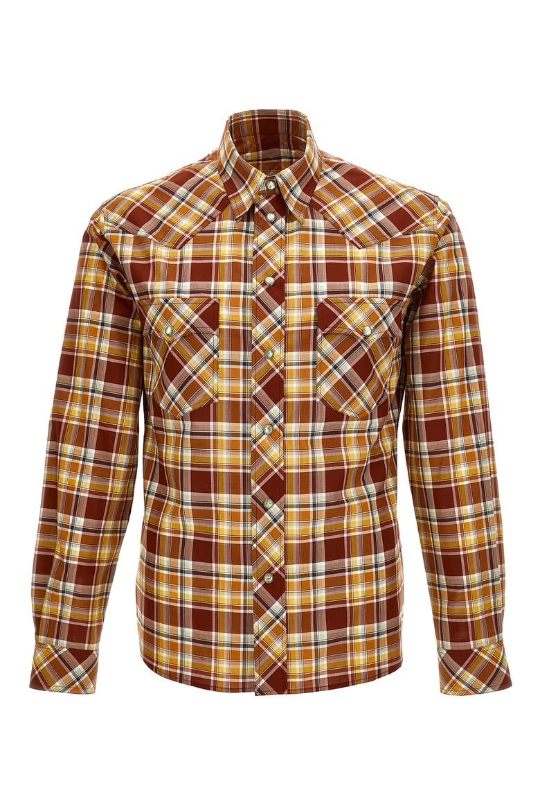 Informal Plaid Snap-Up Western Shirt, Main, color, DARK BORDEAUX PALE YELLOW