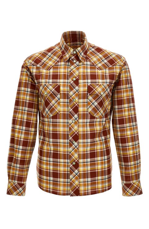 Informal Plaid Snap-Up Western Shirt
