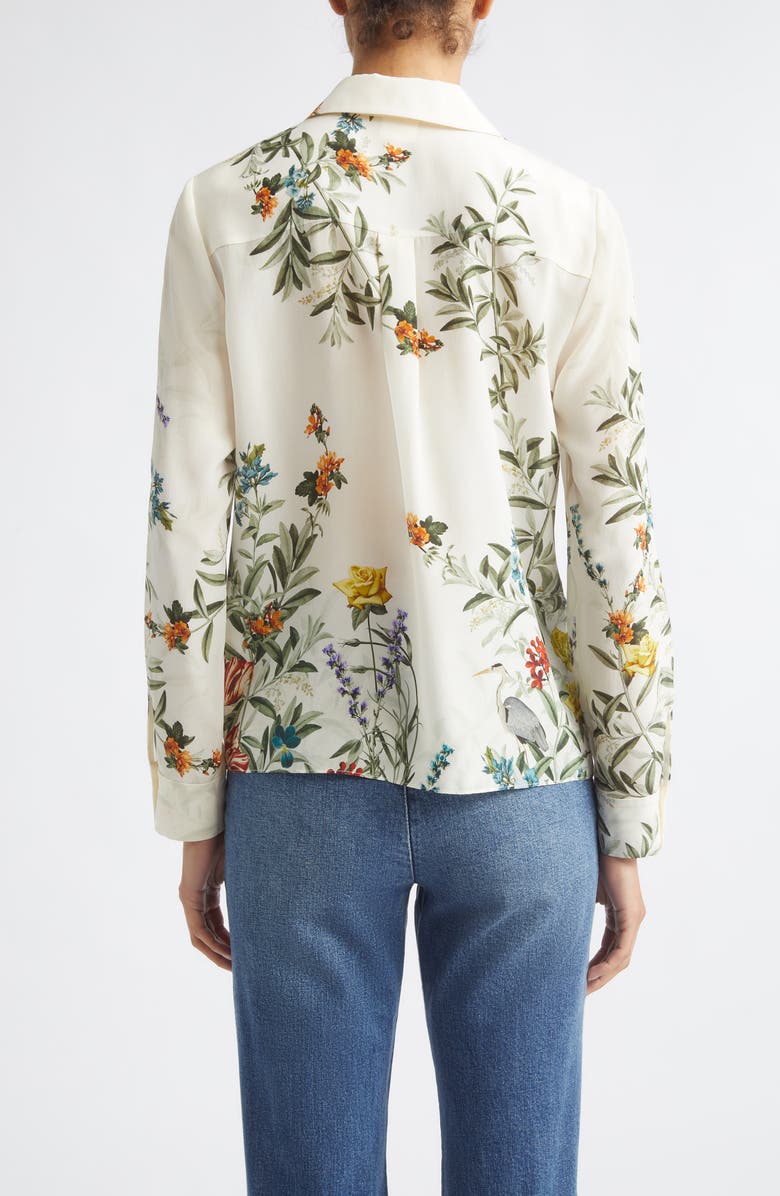 Alice + Olivia Willa Silk Top, Alternate, color, Desert Sprigs Vanilla
